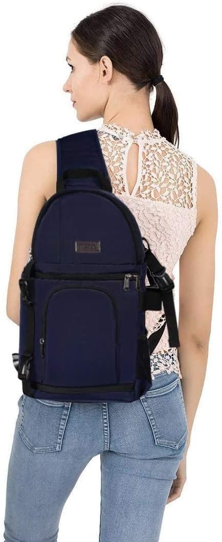 MOSISO Camera Sling Bag, DSLR/SLR/Mirrorless Camera Backpack Case Shockproof Photography Backpack with Tripod Holder & Removable Modular Inserts Compatible with Canon/Nikon/Sony/Fuji, Navy Blue