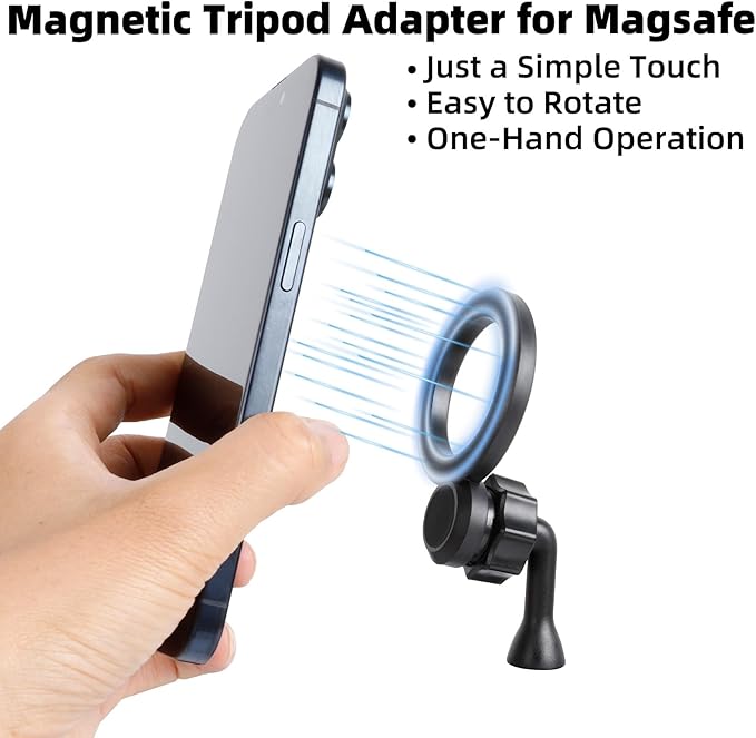Magnetic Tripod Holder Mount Adapter for MagSafe, Magnet Phone Holder Adapter with 1/4"-20 Screw Hole for iPhone 12 13 14 15 16 Plus Pro Max All Series