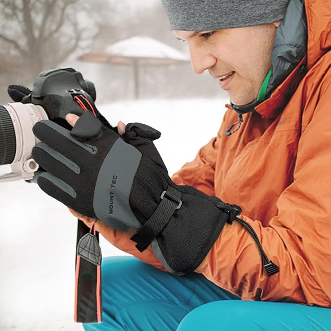 MOUNT TEC Men's Flexible Ideal for Ice Fishing,Photography,Hunting Gloves with 3M Thinsulate Waterproof Windproof Touchscreen Gloves