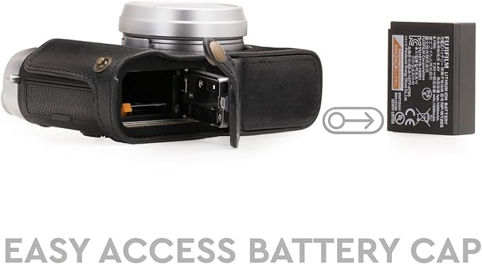Megagear Fujifilm X100F Ever Ready Genuine Leather Camera Half Case And Strap, With Battery Access - Black - MG1281