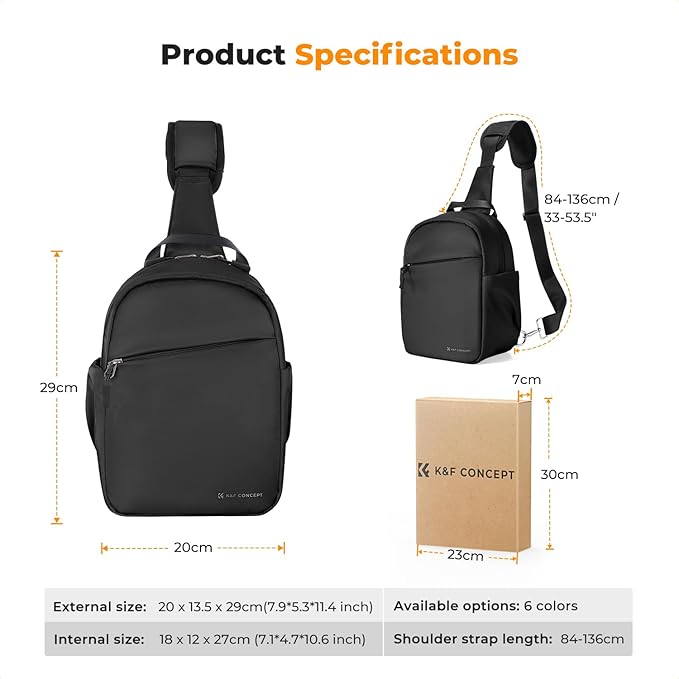 K&F CONCEPT Small Camera Bag for Photographer, Camera Sling Crossbody bag for DSLR/SLR/Mirrorless Camera, Compact Camera Case for Men and Women, Black