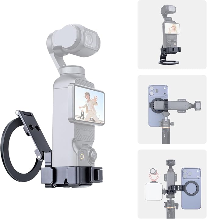 Pocket 3 Magnetic Mount Stand, Aluminium Alloy Expansion Cage Camera Holder with Cold Shoe and 1/4'' Mount, Adjustable Magnet Adapter for DJI OSMO Pocket 3 Creator Combo Accessories