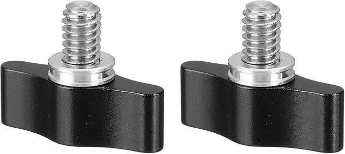 PATIKIL Clamping Screw Knob 1/4" x 0.87", 2Pcs Aluminum Alloy t Shaped Camera Thumb Screws for DSLR Flash Bracket Light Stand Adapter Action Sports Camera Mounting System, Black