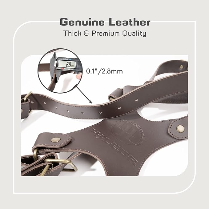 Leather Dual Camera Harness Strap for Photographers,Adjustable Shoulder Crossbody Padded Harness for DSLR SLR