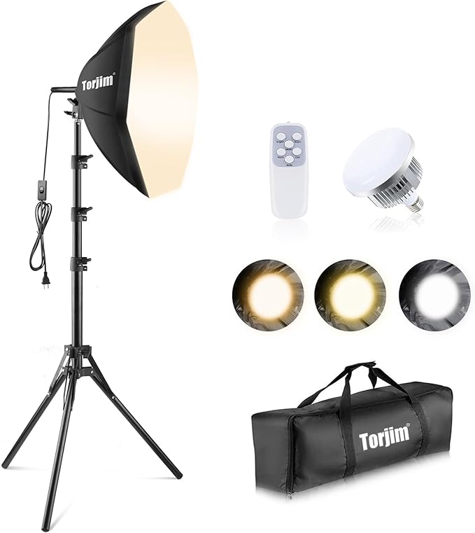 Torjim Softbox Photography Lighting Kit, 20'' x 20'' Professional Softbox Lighting Kit with 85W 3000-7500K LED Bulbs, Studio Lights for Photography/Video Recording/Live Streaming