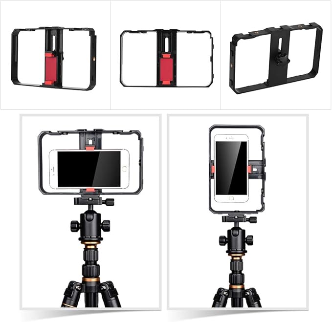 Andoer Smartphone Video Rig with 2pcs LED Video Light, Phone Filmmaking Case, Phone Video Stabilizer Grip Tripod Mount for Videomaker