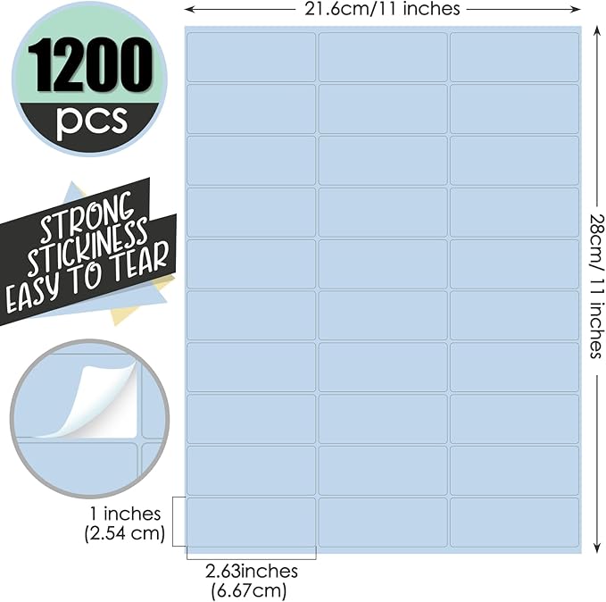 Zhanmai 1200 Pieces Assorted Colored Address Labels Neon Fluorescent Candy Labels Printable Address Stickers for Return Mailing Shipping Coding Message, 1 x 2.63 Inch (Candy Colors)