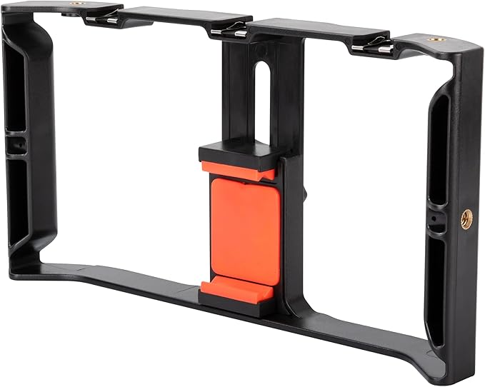 Ultimaxx Portable Smartphone Video Rig Handheld Phone Stabilizer Grip Filmmaking Smartphone Cage with Phone Holder 3 Cold Shoe Mounts 1/4 Inch Screw Holes