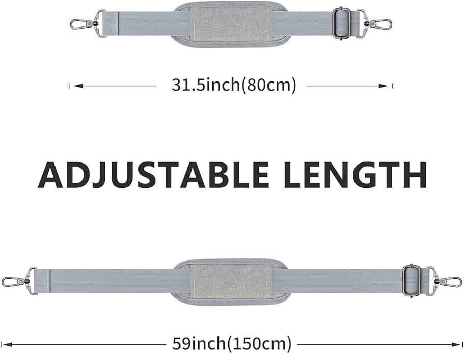 RAINYEAR 59 Inch Shoulder Strap for Bag, Adjustable Soft Padded Replacement Shoulder Strap with Metal Hooks for Messenger Bag