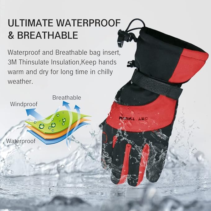MOUNT TEC Men's Flexible Ideal for Ice Fishing,Photography,Hunting Gloves with 3M Thinsulate Waterproof Windproof Touchscreen Gloves