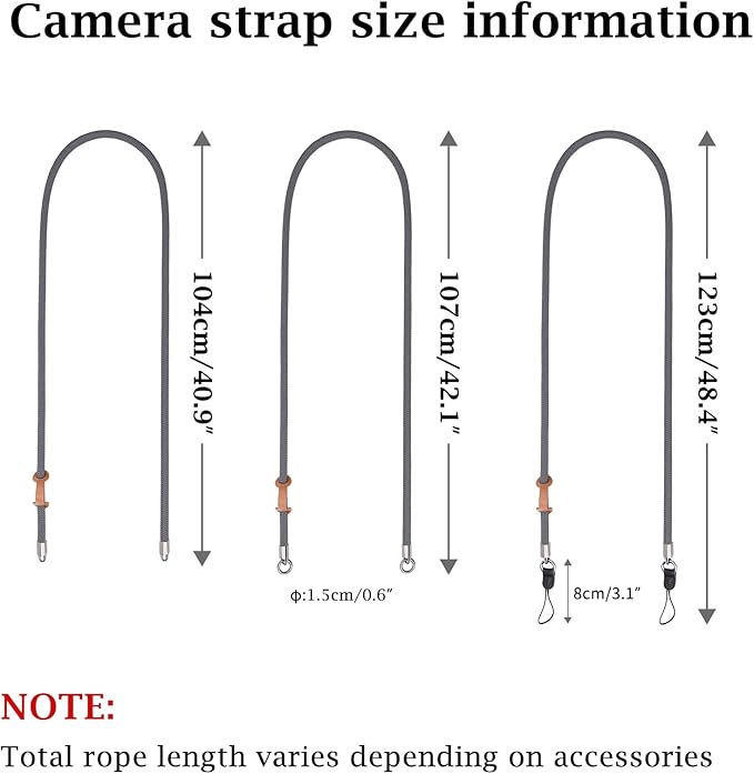 VOVMOEYA Camera Strap Rope,Camera Neck Strap Shoulder Strap for Fujifilm X100VI X100V XS20 XT5 for A6000 A6100 A6400 A6700 A7IV for Canon EOS R6 R10 for Nikon Zf Z5 Z30 - Grey