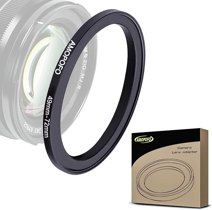 49mm to 72mm Step-Up Ring Filter adapter/49mm to 72mm Camera Filter Ring ;Compatible All Brands 49 mm Lens and 72 mm UV,ND,CPL,Metal Step Up Ring