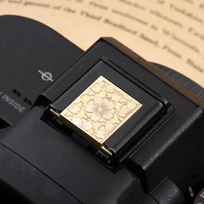 Floral Pattern Camera hot Shoe Cover Shutter Button for Sony A1 A7C A7CR A7CII A7M2 A7M3 A7R4 A7R5 A7S3 A6700 A6600 A6500 (Copper Alloy-Hot Shoe Cover)