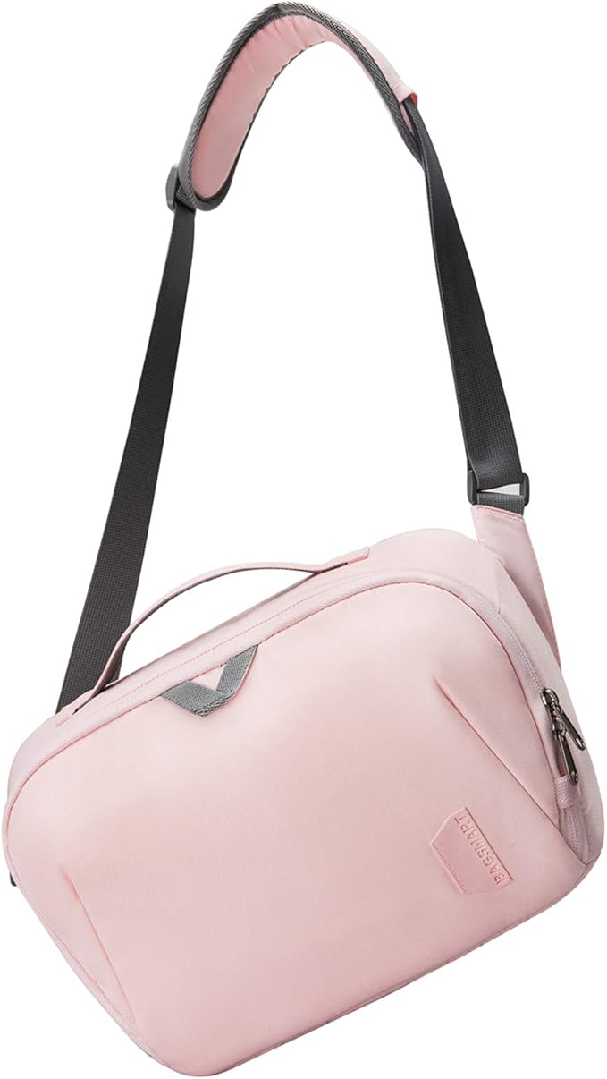 BAGSMART DSLR Camera Bag, Waterproof Crossbody Camera Case with Padded Shoulder Strap, Anti-Theft Bag, Pink