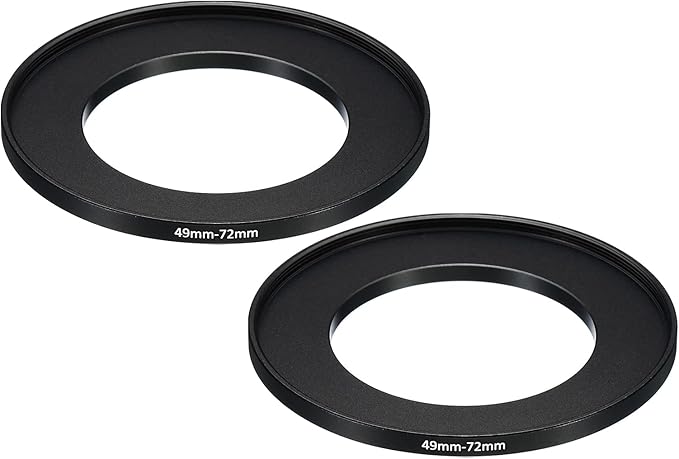 PATIKIL 49mm-72mm Metal Step Up Ring, 2 Pack Camera Lens Filter Adapter Ring Aluminum Filter Adapter Ring for Camera Lenses Hood, Black