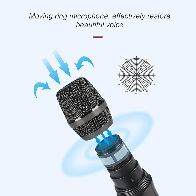 Handheld Microphone, Plug and Play Karaoke Wireless Microphone 50m Receiving 600Hz to 800KHz Multipurpose for Home (Gold)
