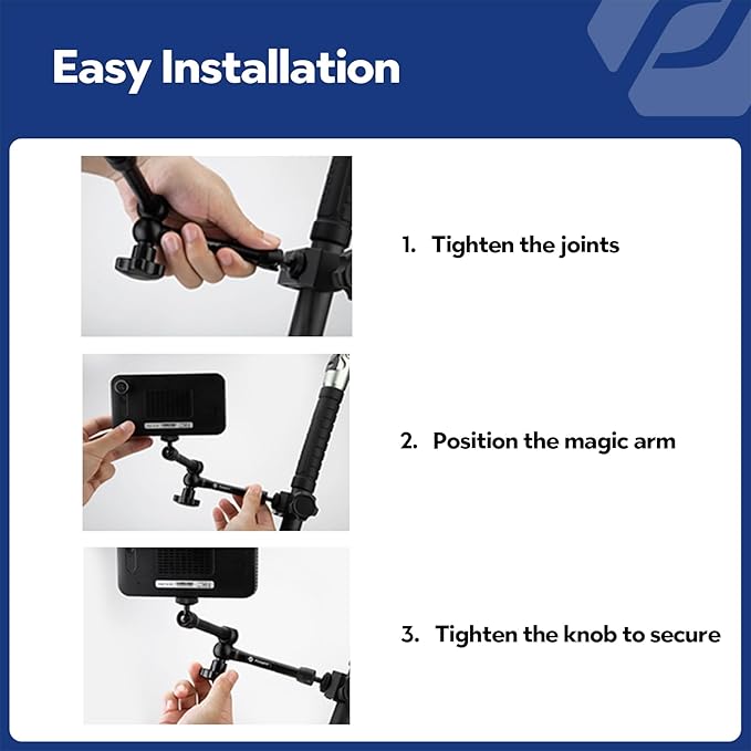 Fotopro 11 Inch Magic Arm Both 1/4 Inch Thread Screw Adjustable Articulating Magic Arm for Tripod LED Light Monitor Microphone Super Clamp