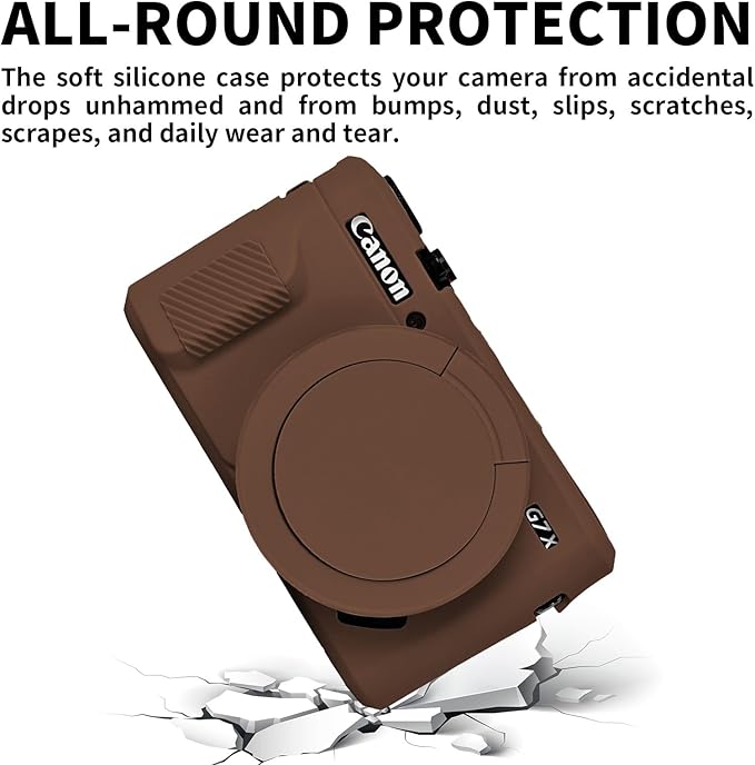 Easy Hood G7X Mark II Case, Protective Case for Canon Powershot G7X Mark II Digital Camera, Removable Lens Cover Silicone Sleeve Soft Camera Cover Rubber Protective Body Skin - Brown