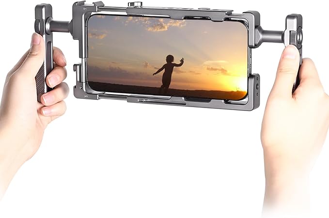 SUNWAYFOTO PCR-01 Smartphone Cage Universal Phone Video Rig Kit with Handle, Phone Stabilizer for Video Recording Cell Phone Filming Accessories