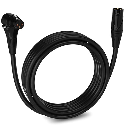 LyxPro 15 Feet Right Angle XLR Female to Male 3 Pin Mic Cord for Powered Speakers Audio Interface Professional Pro Audio Performance Camcorders DSLR Video Cameras and Recording Devices - Black