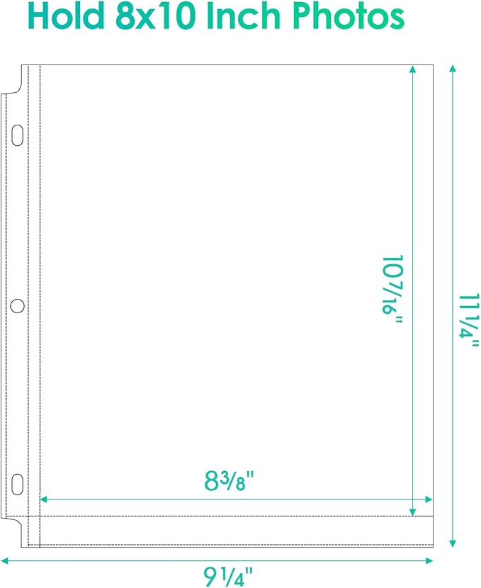 MaxGear 30 Pack 8x10 Photo Sleeves for 3 Ring Binder (60 Pictures), Heavy-Duty Archival Page Protectors, 1-Pocket Clear Photo Album Refill Pages, Plastic Seed Binder Pages 8.5x11, Acid-Free
