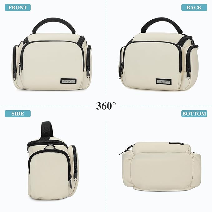G-raphy Camera Bag Case Compact Lightweight Shoulder Crossbody Sling Photography Bags for Nikon Canon Sony DSLR SLR Mirrorless with Removal Straps (Beige)
