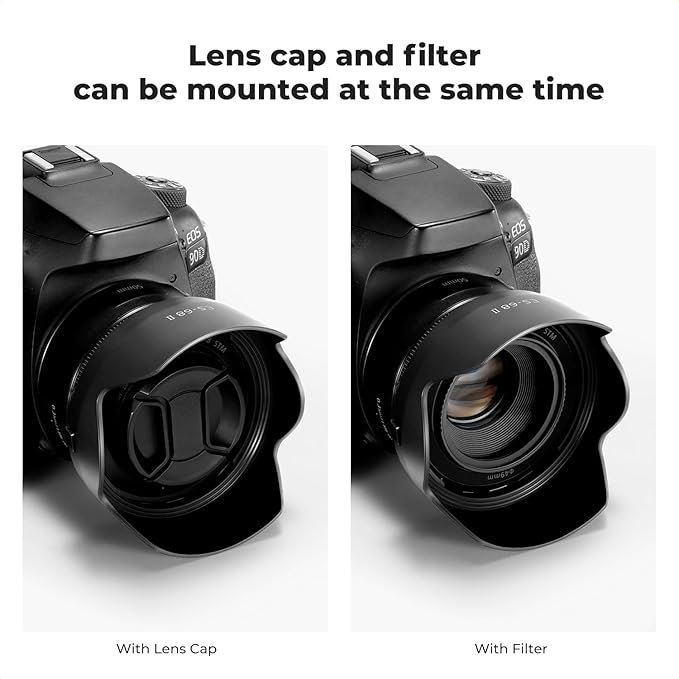 K&F CONCEPT Lens Hood Compatible with Canon EF 50mm f/1.8 STM Lens, Reversible Snap on Camera Lens Shade Replacement of ES-68 II Hood, Compatible with 49mm Filters and Lens Cap