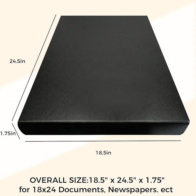 Golden State Art, Archival Folio Storage Box 18x24, Clamshell Design with Metal Edge, Preserve and Store Photos Documents Cards Prints Arts Crafts DIY, Black, Pack of 2