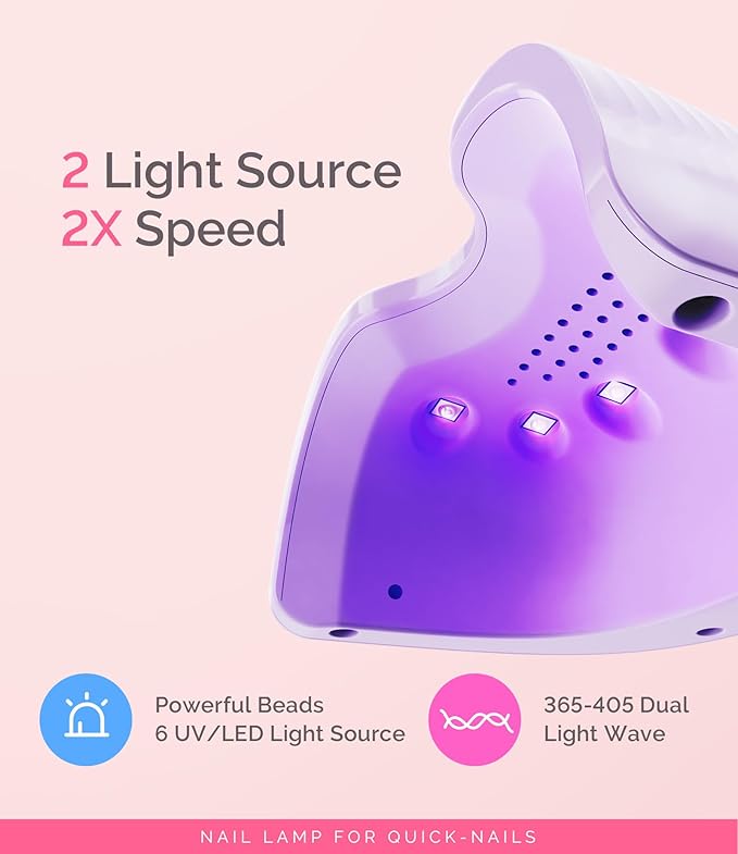 MelodySusie Mini Cordless UV Nail Lamp, P-ART06G Rechargeable Portable LED UV Light with Smart Sensor, 4-Finger Curing for All Soft Gels, Especially Half-Cured Gel, Base Coat & Top Coat, Purple