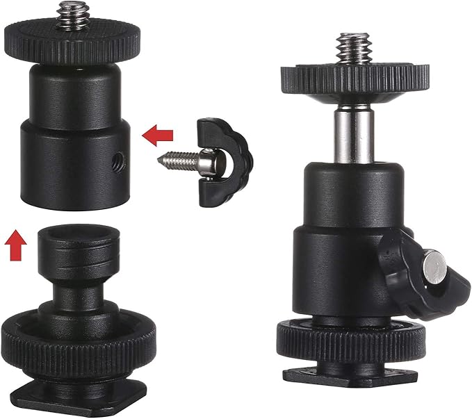 Camera Screw Adapter, KWOKWEI 19pcs 1/4 Inch and 3/8 Inch Converter Female Male Threaded Screws Mount Set, Metal Thread Adapter Converter 360°Camera Ball Head for Monopod, Ball Head