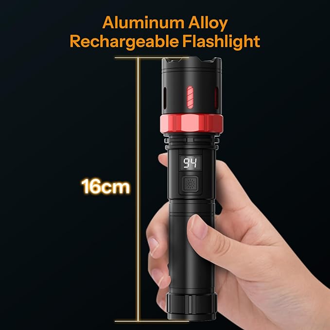 LED Rechargeable Flashlight, Professional 990,000 High Lumens Tactical Flashlight for Emergency, Power Outages, Camping, Waterproof Handheld Torch for Night Dog Walking Hiking