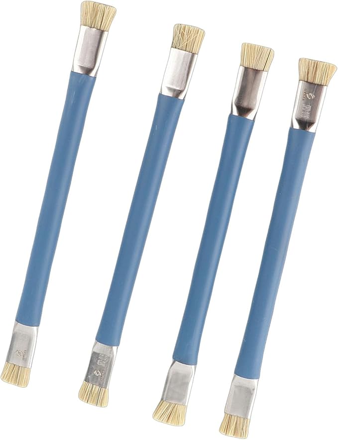 Aramox 4PCS Anti Static Brush ESD Safe Double Headed Insulating Hard Brush for Phone Repair Circuit Cleaning with Non Slip Handle 2 Colors (Blue)