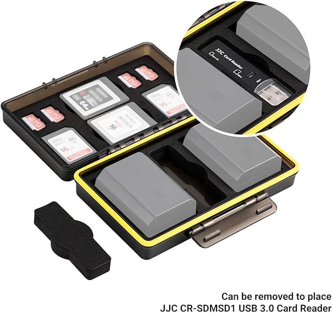 JJC Camera Battery Memory Card Case, SD Micro SD TF MSD XQD Card and Battery Holder Storage Organizer for Canon Nikon Sony Fujifilm Olympus,Water-Resistant & Shockproof
