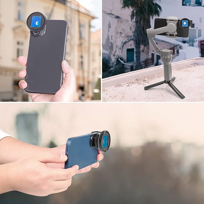 USKEYVISION 1.55X Anamorphic Lens Filmmaking 2.76:1 Ratio Lens for iPhone 15/14/13 Mini/Pro/Max Andorid Smartphone Lens Compatible w/FilmicPro FotorGear Promovie App(UVAL-1.55XS) Black