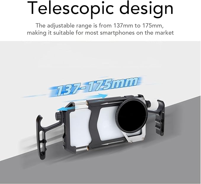 Acouto Phone Hand Grip Filmmaking Case Mobile Video Stand Kit Telescopic Smartphone Video Rig with Handle, ND Filter for Live Streaming, Vlogging