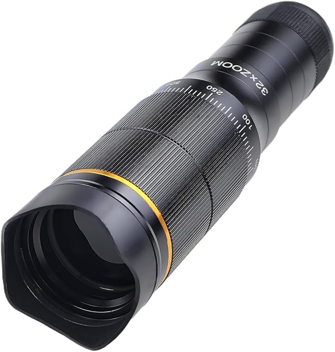 Phone Camera Lens Kit, 32X Long Focus Telephoto High Power HD Lens Wide Angle 0.63X Macro Fisheye 198° for Most Smartphones, Zoom Phone Camera Lens with E-Clip and Tripod for Picture Video Taking