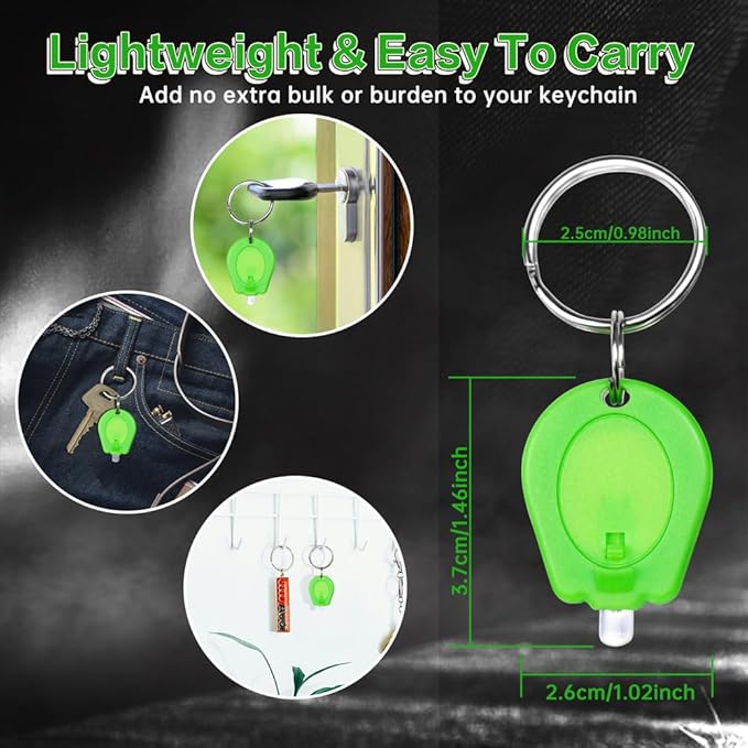 10 Pack Ultra Bright Mini LED Keychain Flashlight, Small Key Ring Flashlight, Portable LED Keychain Light for Outdoor Activities Emergency Light - Green Shell