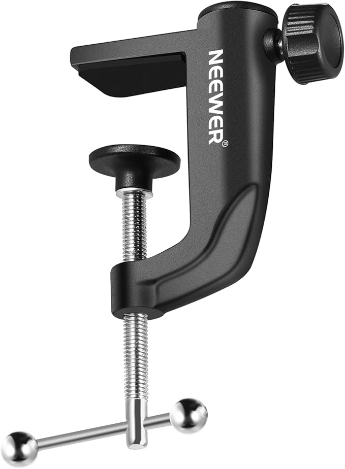 NEEWER Metal Table Mounting Clamp for Microphone Suspension Boom Scissor Arm Stand Holder with an Adjustable Positioning Screw, Fits up to 1.9inch/5centimeters Desktop Thickness (Black)
