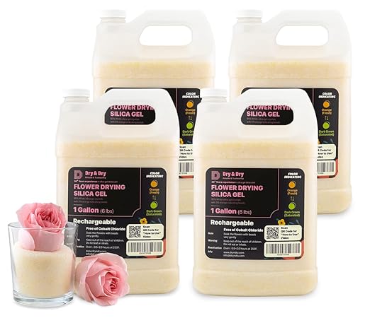 Dry & Dry (4 Gallon-NET 24 LBS) Color Indicating Premium Silica Gel Flower Drying Desiccant - Flower Drying Silica Gel Desiccant(24 LBS Reusable) Silica Gel