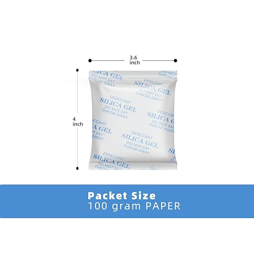 Silica Gel Packets, 50PCS 100 Gram Premium Transparent Desiccant Packs for Storage, Moisture Absorbers for Control Absorbing Bags for Electronics, Clothes Shoes, Jewelry, Spices
