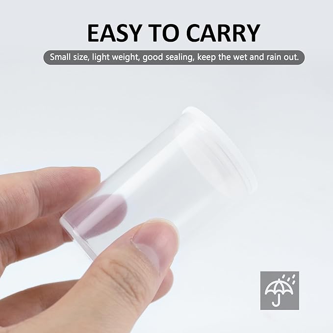 Quacc 12 PCS Clear Film Canisters with Lids, Film Canister Rocket Tube for Science Art Project, Empty Small Film Cans Sewing Storage Case Containers for Supplement Bead Fish Hook