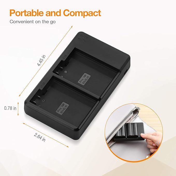 LORDONE EN-EL15C Battery (2-Pack) / EL15a /EL15b and USB Dual Charger Compatible with Nikon Z5,Z5II,Z6III,Z6II, Z6,Z7, Z8, D7500, D500, D7200, D810A,D810,D850 Batteries