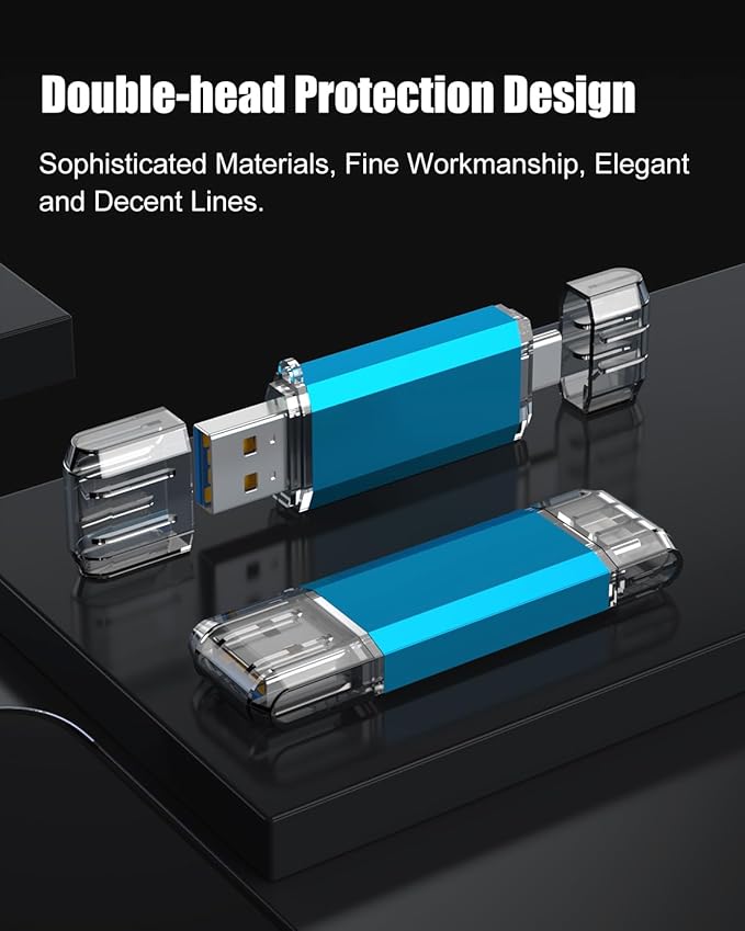KOOTION USB C Flash Drive 128GB 2 in 1 OTG USB 3.0/Type C Thumb Drive Dual Drive USB C Memory Stick for Smartphone/Laptop/Tablet/PC - 128G, Blue