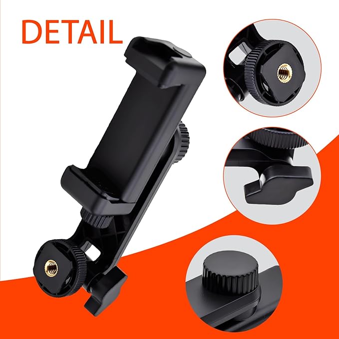 Heran Tripod Phone Mount for Camera, 360° Rotation Adjustable Cold Hot Shoe Smartphone Adapter Attachment Compatible with iPhone Samsung Sony Canon Nikon DSLR, Universal Accessories for Photography