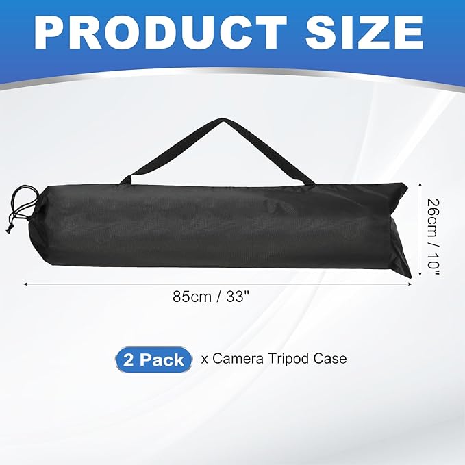 PATIKIL 33 x 10 Inch Tripod Carrying Case, 2 Pack Camera Tripod Carrying Bags Oxford Cloth Padded Bag for Camera Gear Mic Light Stand Sheet Music Photography Accessories, Black
