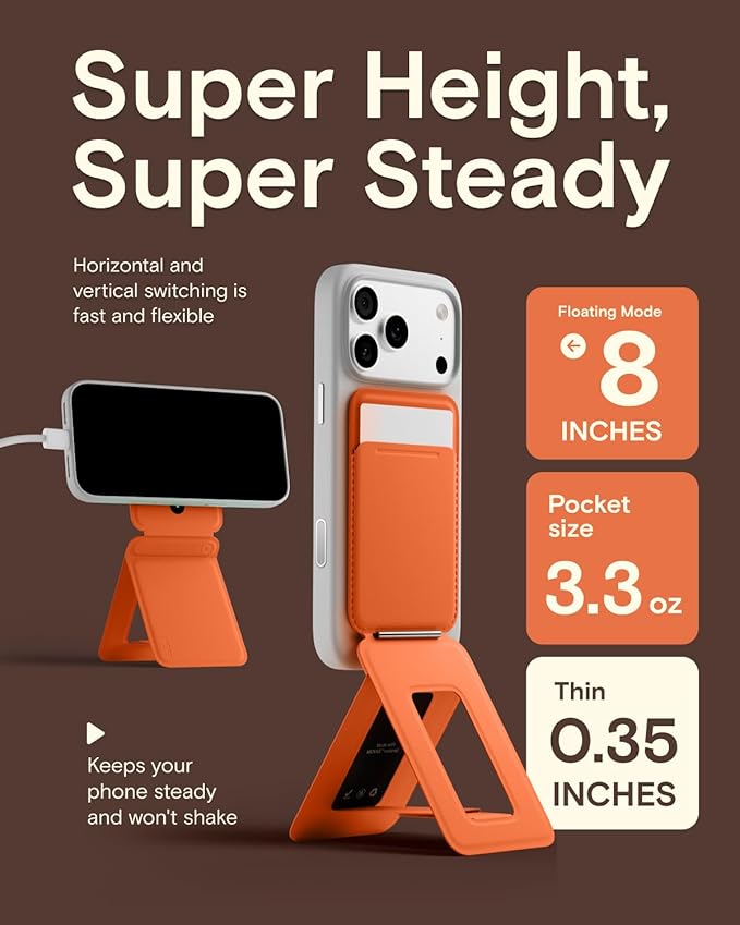 MOFT Phone Tripod Wallet for iPhone, Mulit-Angles, Lightweight & Portable Phone Stand, MOVAS Vegan Leather Magnetic Wallet, Strong Magnets, NFC Card Holder,Travel Essential, Sunrise (with Card Slot)