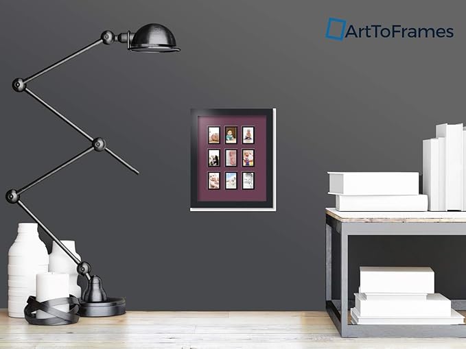Art to Frames Double-Multimat-78-815/89-FRBW26079 Collage Photo Frame Double Mat with 9-2x3 Openings and Satin Black Frame