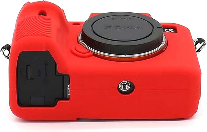 Professional Secure Soft Silicone Camera Case Bag Housing Rubber Body Skin for Sony Alpha A7iii a73 A7R3 A7Riii a7R Mark III a7 Mark III Digital SLR Camera Protective Case (Red)