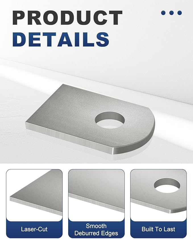 100 Pcs Weld on Tabs, Universal Shock Mount Flat Tab Bracket 1" W, 1 1/2" H, 3/8" Hole, 1/8" Thickness, Mild Steel Weld on Shock Mounts for Easy Welding