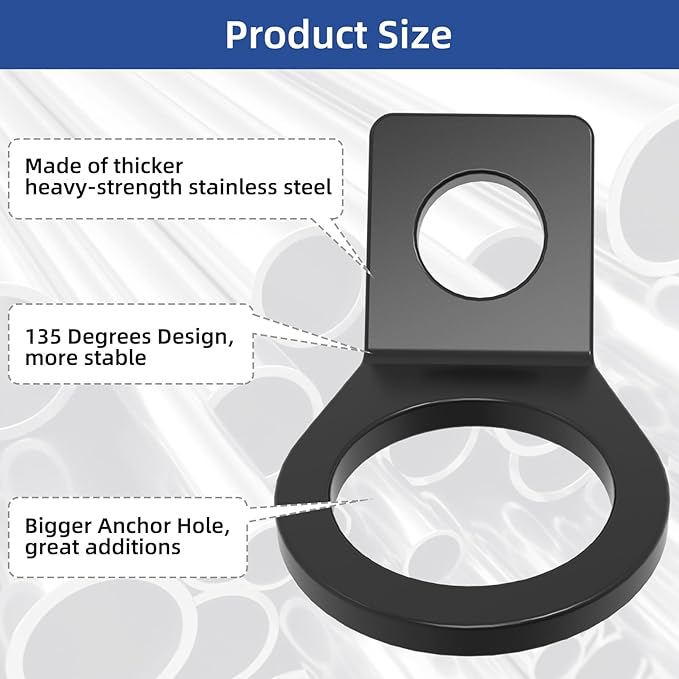 12 Pack Tie Down Strap Rings Tie-Down Anchors Hooks for Mounting in The Garage,Metal Tie Down Anchors Rings for Tiedown Attachment Points for Truck,Trailer,Camper